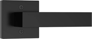 $20 Estmoon Dummy Door Handle Matte Black Door Handle for Closets French Double Doors, Non-Turning Single Sided Door Lever, Square Decorative Handle Reversible Indoor Handle for Pantry Bifold Doors