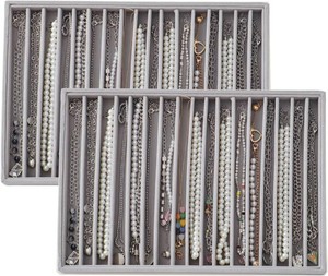 $21 Large Velvet Jewelry Tray Display Drawer Inserts 2 Pack