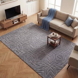 $56 Carvapet 5x7 Area Rug Dark Gray Geometric Washable High Low Pile Carpet