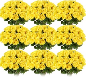 $62 Jexine 100 Pcs Artificial Roses Flowers Bulk, Yellow