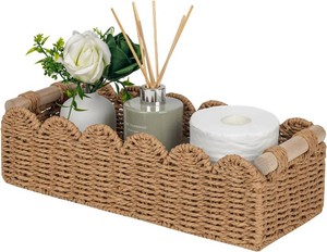 CubesLand Scalloped Toilet Paper Storage Basket WHandle for Home Decor