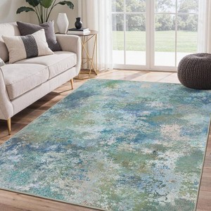 $49 BEIMO 4x6 Area Rugs for Bedroom, Blue Green Washable Abstract Non Slip Rug