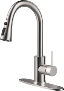 $27 High-Arc Kitchen Faucets with Pull Down Sprayer,Brushed Nickel