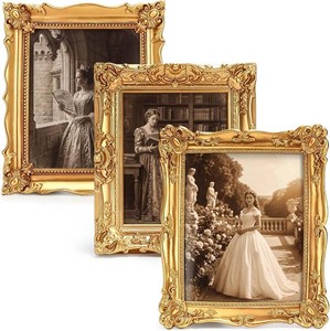 $64 SiliFine 3 Pcs 8 x 10 Inch Gold Picture Frames Vintage Photo Frame