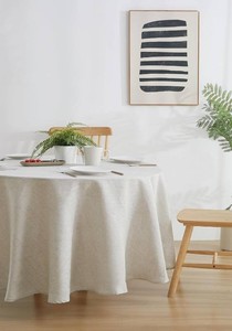 $55 100% French Flax Linen Round Tablecloth 60Inches for Dinners, Parties, Easter, Halloween, Camping,Thanksgiving. Machine Washable, 4-6 Seats, 60(Round), Natural Linen