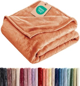 $35 Fleece Blanket King Size - Ultra-Soft Flannel Fleece Blanket - Peach Fuzz