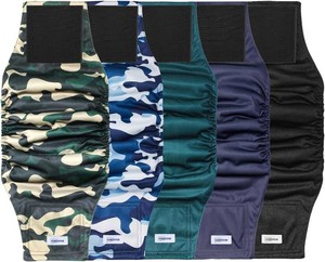 Reusable Dog Diapers Male, Premium Washable Belly Bands for Dogs, Pack of 5, High Absorbing Medium Dog Wraps for Doggie & Puppy in Incontinence or Excitable Urination and Training(M)