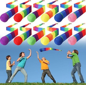 $32 Leyndo 12 Pcs 28 Inch Throw and Catch Balls with Rainbow Tail for Kids