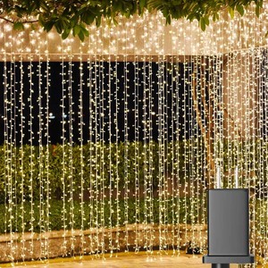 $50 Solhice LED Curtain Lights Outdoor 50ft x10ft, 1000 LED Plug in Hanging String Lights Indoor Bedroom, Twinkle Light Backdrop for Outside Wedding Decor, Warm White (Not Connectable)