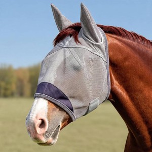 Horse Fly Mask, Super Comfort Fly Masks for Horses, Adjustable UV Protection Breathability Horses Fly Masks with Ears, Pony Mini Equine Fly Mask for Miniature Foal Draft Cob Srabian Full (Gray, S)