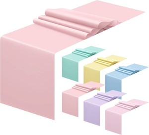 $23 12 Pcs 14 x 108 Inches Pastel Table Runner Pastel Macaron Assorted Color Seasonal Table Runner Disposable Decoration for Summer Spring Wedding Baby Shower Birthday Party Decoration (Colorful)