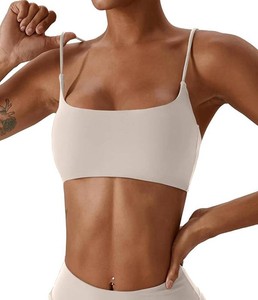 Comper Womens Sports Bras Wirefree Racerback Workout Bras Sexy Thin Straps Yoga Sport Bras with Removable Pads