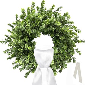 $50 26 Inch Boxwood Wreaths for Front Door,Faux Greenery Wreath