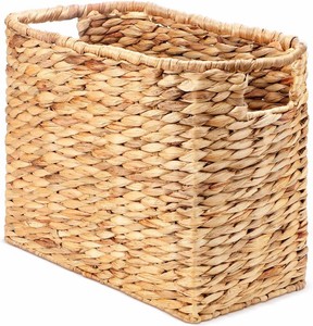 $55 Tatuo Woven Magazine Holder Basket, Tall Seagrass Storage, Light Brown