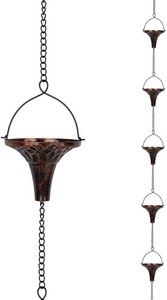 $30 9.7ft Rain Chain with 10-Cup for Outside Gutters,Eaves, Drainage