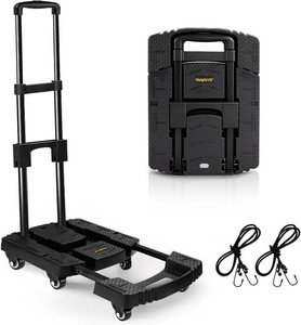 $40 Voipvvii Folding Hand Truck 500lbs, Portable Heavy Duty Dolly Cart, 6 Wheels Collapsible Luggage Cart with 2 Elastic Ropes - Compact Trolley Cart for Easy Moving - Ideal Hand Cart for Travel and More