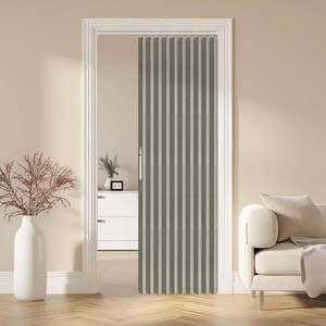 AJAZZ Blackout Accordion Door Magnetic Door Curtain Folding Closet Doors Curtain Invisible for Bedroom Room Living Room Doorway, Grey 42 W x 78 L, 1 Panel