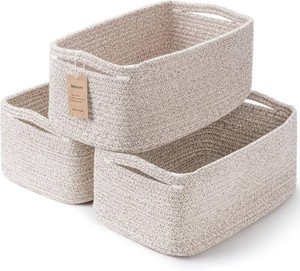$20 3 Pack Small Storage Baskets for Organizing, 11.8 7.8 5.1, Mixed Brown