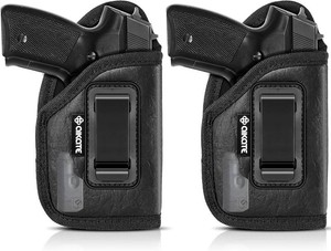2 Pack IWB Holster with Laser Sight, Concealed Carry Gun Holster for WomenMen, ECO Leather Concealment Inside Waistband Holsters Fits Most Midsize & Compact 94045 & Laser Attachment