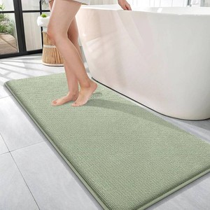 $41 OLANLY Memory Foam Bathroom Runner Rugs 47x17, Long Bath Mats, Sage Green