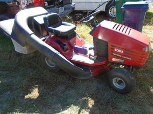 Toro 14 � hp riding riding lawn mower with bagger. Tested & works. As shown.