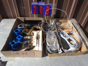 Misc threading dies & garage door cable. As shown.