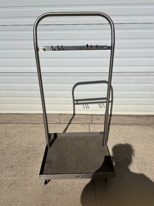 MCP Mid Central Medical Heavy-Duty Mobile Medical Equipment Transport Cart, Stainless Steel Platform With Raised Edges, Tall Push Handle, Accessory Hooks, Heavy-Duty Casters, Hospital, Healthcare, Laboratory &amp Clinical Use