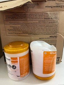 MSRP $270 NEW CASE OF 12 PDI Sani-Cloth Bleach Large Germicidal Disinfectant Wipes, REF P54072, 75 Wipes Per Canister, 900 Total Wipes, Hospital, Medical, Dental, Veterinary, EMS &amp Commercial Surface Cleaning, EXP 022027, OUTER BOX DAMAGED