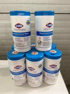 MSRP $160 NEW Lot of 8 Clorox Healthcare Bleach Germicidal Disinfectant Wipes, 150 Per Canister, 1,200 Total Wipes, 3-Minute C. Diff Spore Disinfection, Hospital, Medical, Dental, Veterinary &amp Commercial Use, EXPIRED 082026