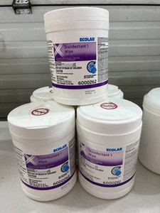 NEW 5 Ecolab Disinfectant 1 Germicidal Wipes, 220 Wipes Per Canister, 1-Minute Contact Time, Professional Hospital Grade Surface Disinfectant, Bactericidal, Virucidal, Tuberculocidal, Medical, Dental, Veterinary &amp Commercial Use, EXPIRED