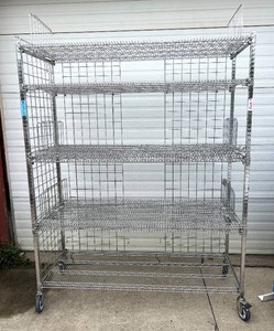MSRP $2,000 Cari-All Heavy-Duty 5-Tier Mobile Chrome Wire Shelving Cart, 5-Foot-Wide Commercial Storage System, Adjustable Shelves, Wire Containment Panels &amp Dividers, Hospital, Pharmacy &amp Warehouse Use, 60W x 24D x 78H