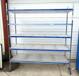MSRP $2,500 Technibilt TSS Heavy-Duty 5-Tier Mobile Chrome Wire Shelving Cart, HUGE 6-Foot-Wide Commercial Storage System, NSF Certified, Protective Shelf Liners, Swivel Casters, Hospital, Pharmacy &amp Warehouse Use, 72W x 24D x 80H