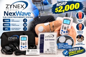 MSRP $2,000 ZYNEX MEDICAL NexWave 3-in-1 Therapy TENS, NMES &amp IFC Electrotherapy System, Dual-Channel Nerve &amp Muscle Stimulator, Pain Management, PT &amp Rehabilitation wCase &amp Accessories, LIKE NEW WORKING CONDITION