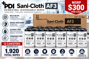 MSRP $300 NEW 1 CASE (12 Canisters) PDI Sani-Cloth AF3 Large Germicidal Disinfectant Wipes, 160 Wipes Each, 1,920 Total, Alcohol &amp Fragrance Free, Safe For Sensitive Medical Equipment, Janitorial, Vet, EMS, Lab &amp Clinic Use, EXP 1026