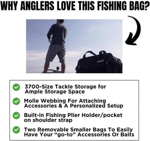$35 Lunkerhunt Fishing Tackle Sling Bag with Adjustable Strap - Water-Resistant TPE Fabric