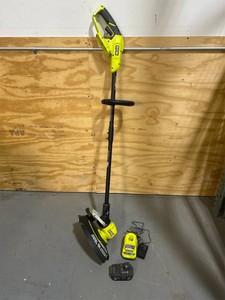 $129 RYOBI ONE 18V 13 Cordless Battery String TrimmerLawn Edger with 4.0AH Battery and Charger