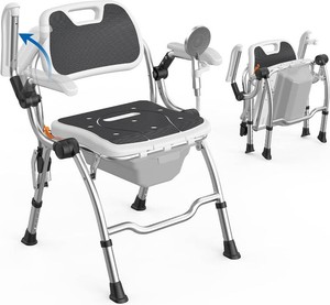 $140 3 in 1 Folding Bedside Commode Chair, Shower Chair for Inside Shower