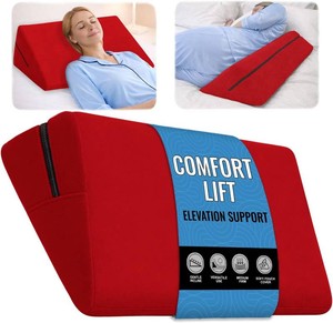 sokoro Bed Wedge Pillow for Sleeping, Small 7 Inch Compact Triangle Wedge Pillow for Acid Reflux, Sleep Apnea & Snoring Relief, Firm Incline for Back Support, Washable Cover (Red, 24x14x7 in)