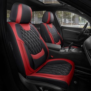 $170 FREESOO Car Seat Covers Full Set Faux Leather Universal Fit Black Red