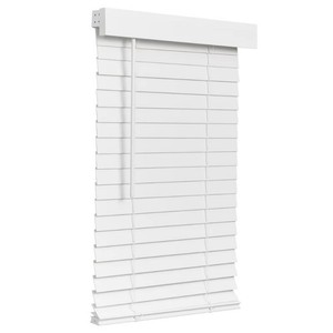 Lotus & Windoware Cordless Faux Wood Blind, Smooth, Bright White, Privacy Slats, Blinds for Indoor Windows, 38 Wide x 72 Long