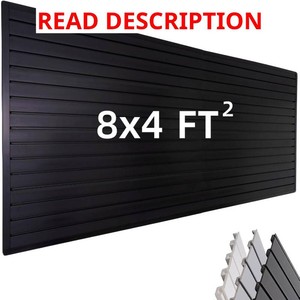 $180 FRAYSCENT Slat Wall Paneling Garage Wall Organizer, Slatwall Panels Garage Tool Organizer Wall Mount Garage Slat Wall Storage Systems, Slat Board PVC Wall Panels Garage Storage (Black, 8ftx4ft)