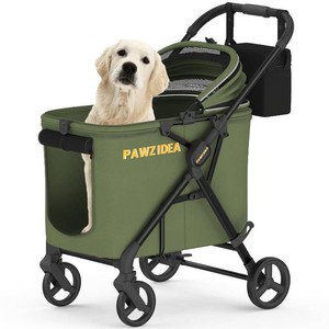 $190 PAWZIDEA Pet Stroller for Medium to Large Dogs, One-Hand Foldable,Low-Entry