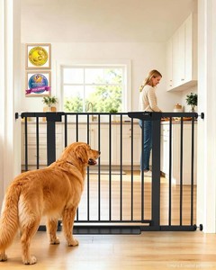 Cumbor 30-46 Baby Gate for Stairs, Auto Close Dog Gate for the House Black