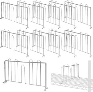 10 Pcs 18 W x 9 H Shelf Dividers for Wire Shelves, Vertical Wire Shelf Dividers for Storage Item Separation and Organization, Rack Shelving Accessories Bulk