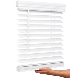 Lotus & Windoware Cordless 2 Faux Wood Room Darkening Horizontal Blind, 22 W x 60 L, Bright White, Smooth
