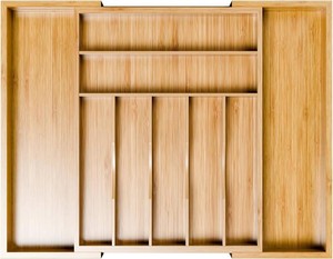 Simple Trending Expandable Bamboo Kitchen Drawer Organizer, Natural