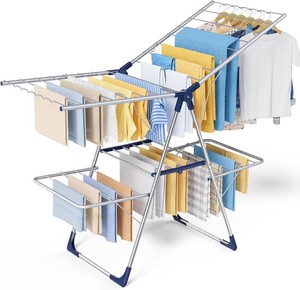 Sakugi Clothes Drying Rack, Foldable 2-Level with 55.5 Adjustable Wings