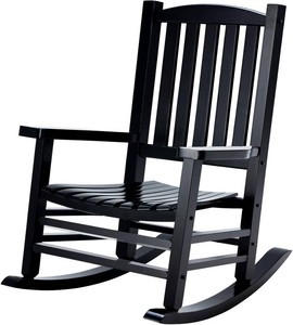 $130 Hupmad Wooden Rocking Chair Outdoor Oversized Porch Rocker Chair,Patio Wooden Rocker with High Back and Armrest,All Weather Rocker Slatted for Backyard,Garden,400 lbs Support,Black