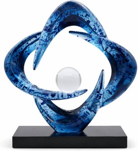 Abstract Art Sculpture, Resin Gold Decorative Statue, Modern White Ornaments for Living Room, Decorativas Modernas for Coffee TableEntrywayOffice Collectibles (Blue foil)