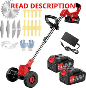 Electric Weed Wacker Cordless, Battery Powered Weed Eater with Wheels